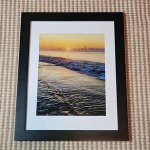 Original 14x18in Black Matted Framed Myrtle Beach Sunset Ocean Waves Photograph